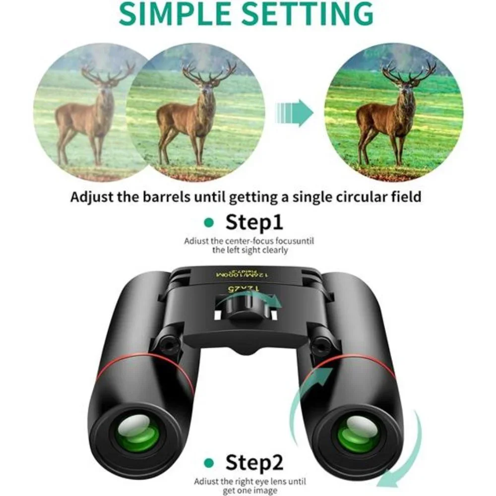 Compact 12X25 Small Pocket Binoculars - High Powered